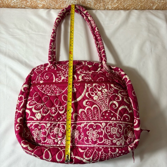 Vera Bradley Shoulder Bag Twirly Bird Pattern Purse Hot Pink White Carry On Bag - Picture 15 of 16